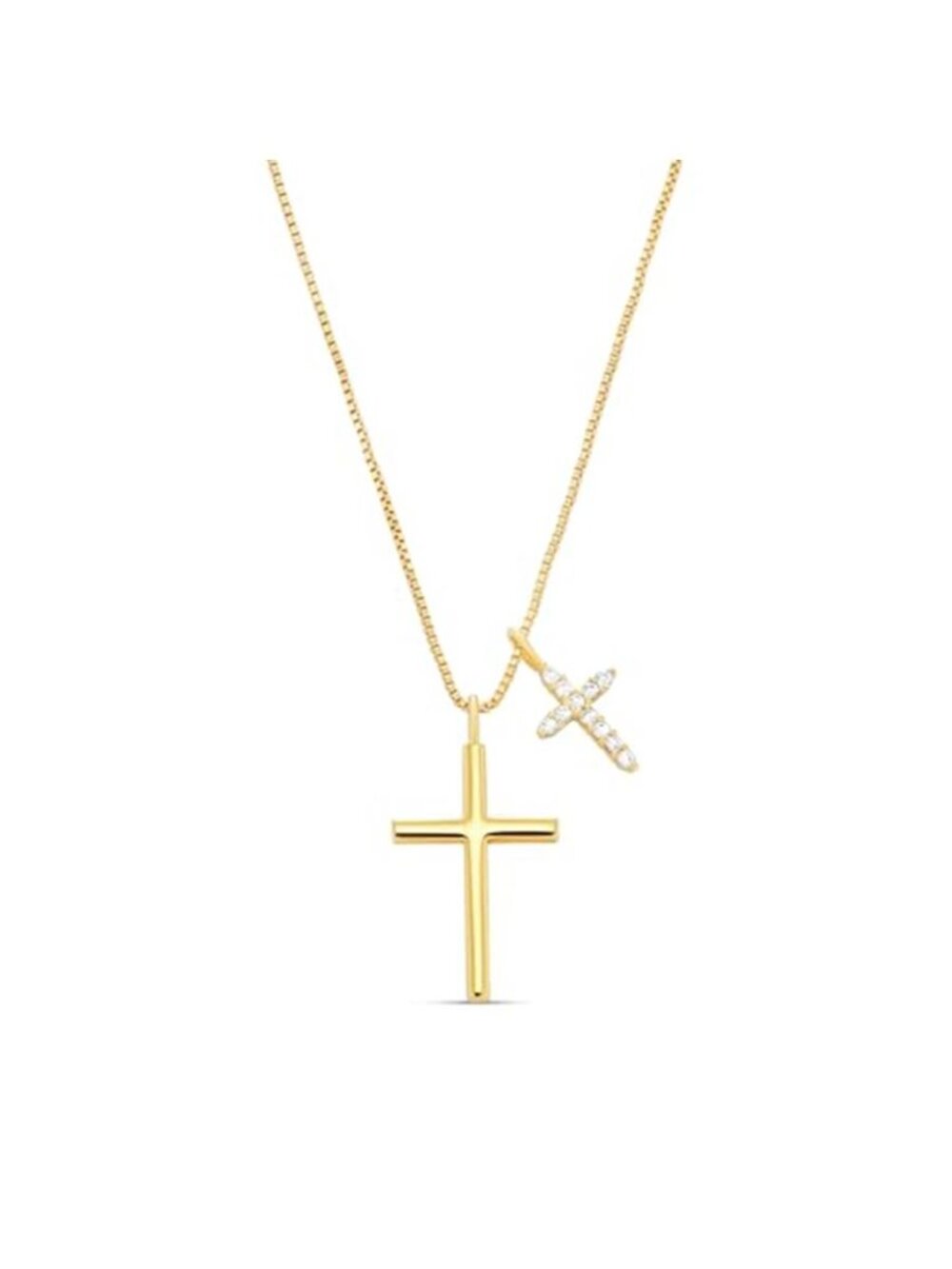 Women's Gold Cross Necklace Dainty 18‑inch Chain with Cross Pendants